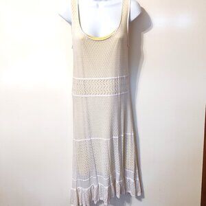 Women's Elle Off-White Stretchy Flowy Bohemian Midi Dress in Size Large
